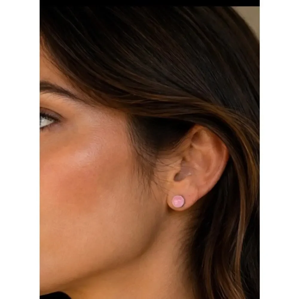 Petite Pink Conch Round Earrings | Sterling Silver Western Style